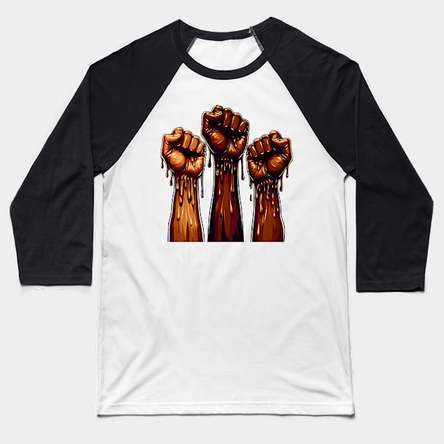 Black History Fists Baseball T-Shirt by Graceful Designs